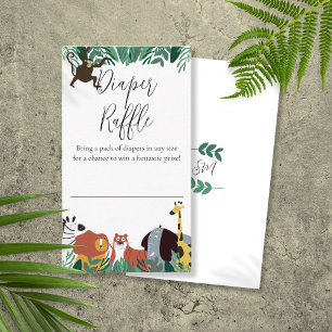 Jungle Safari Animals Baby Shower Diaper Raffle Enclosure Card
