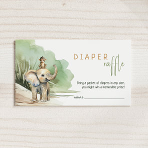 Jungle Safari Animals Baby Shower Diaper Raffle Enclosure Card