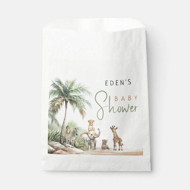 Jungle Safari Animals Baby Shower Favor Bag (Front)