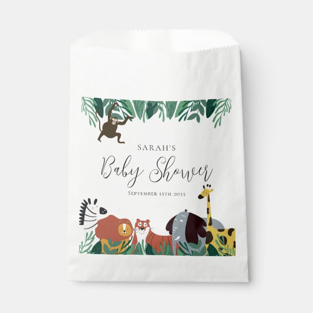 Jungle Safari Animals Baby Shower Favor Bag (Front)