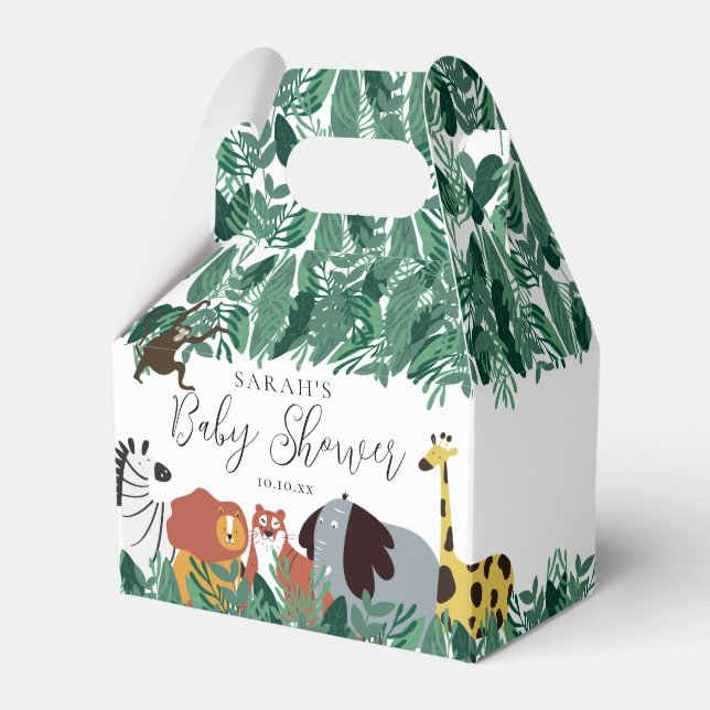 Jungle Safari Animals Baby Shower Favor Boxes (Front Side)