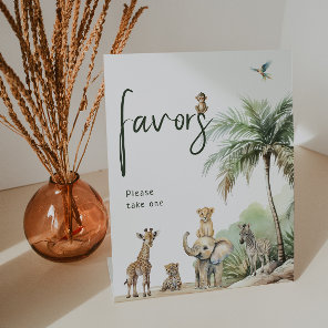 Jungle Safari Animals Baby Shower Favors Pedestal Sign