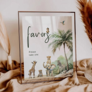 Jungle Safari Animals Baby Shower Favors Sign