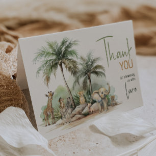 Jungle Safari Animals Baby Shower Folded Letterpress Thank You Card