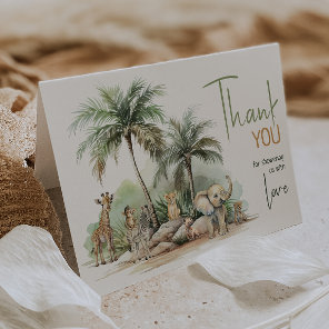 Jungle Safari Animals Baby Shower Folded Thank You Card