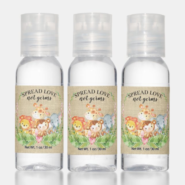 Jungle Safari Animals Baby Shower Hand Sanitizer (Set)