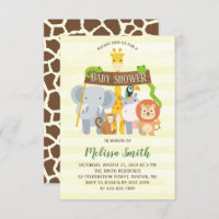 Jungle Safari Animals Baby Shower Invitation