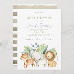 Jungle Safari Animals Baby Shower Invitation