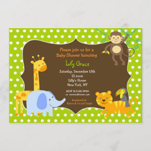 Jungle Safari Animals Baby Shower invitations