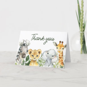 Jungle Safari Animals Baby Shower  Letterpress Thank You Card