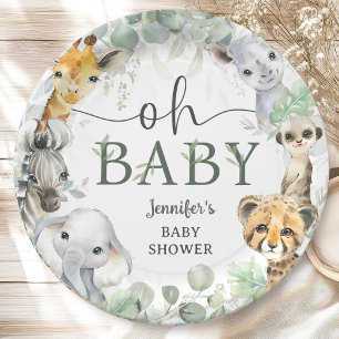 Jungle Safari Animals Baby Shower Oh Baby Paper Plates