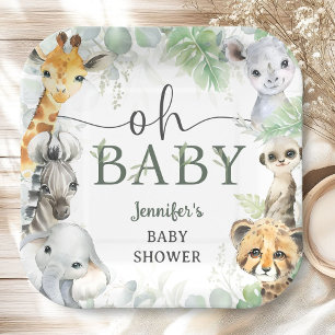 Jungle Safari Animals Baby Shower Oh Baby Paper Plates