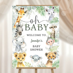 Jungle Safari Animals Baby Shower Oh Baby Welcome Foam Board