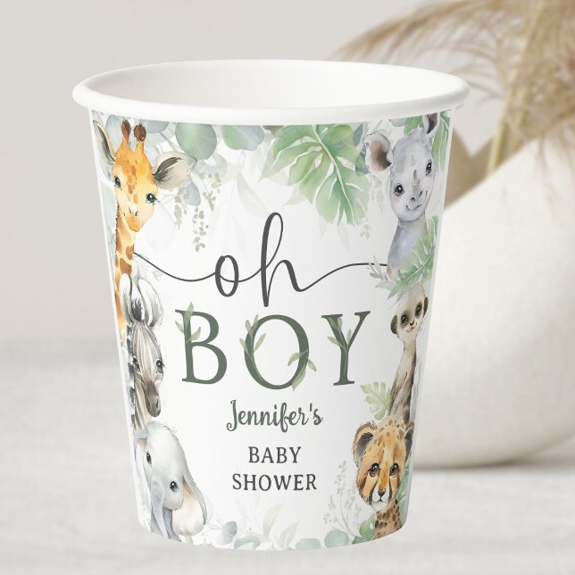 Jungle Safari Animals Baby Shower Oh Boy Paper Cups (Creator Uploaded)