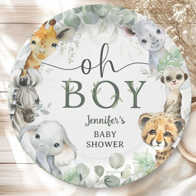 Jungle Safari Animals Baby Shower Oh Boy Paper Plates (Creator Uploaded)