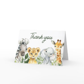Jungle Safari Animals Baby Shower  Thank You Card