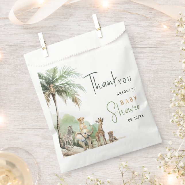 Jungle Safari Animals Baby Shower Thank You Favor Bag (Clipped)