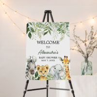 Jungle Safari Animals Baby Shower Welcome Sign