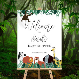 Jungle Safari Animals Baby Shower Welcome Sign