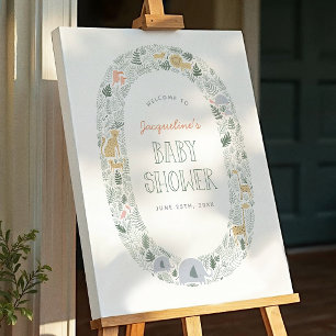 Jungle Safari Animals Baby Shower Welcome Sign