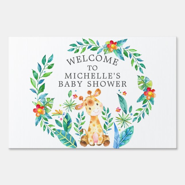 Jungle Safari Animals Baby Shower Yard Sign (Front)