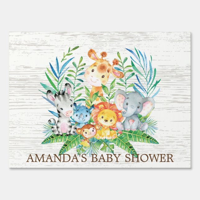 Jungle Safari Animals Baby Shower Yard Sign (Front)