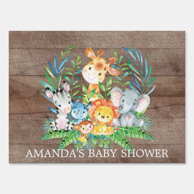 Jungle Safari Animals Baby Shower Yard Sign (Front)