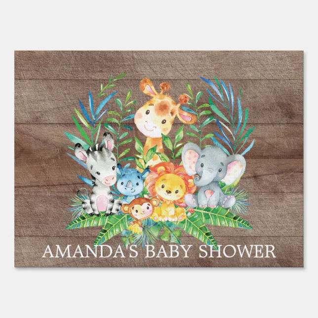 Jungle Safari Animals Baby Shower Yard Sign Zazzle