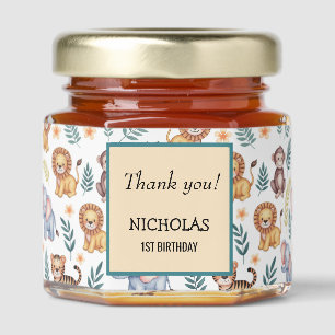 Jungle Safari Animals Birthday Honey Jar Favors