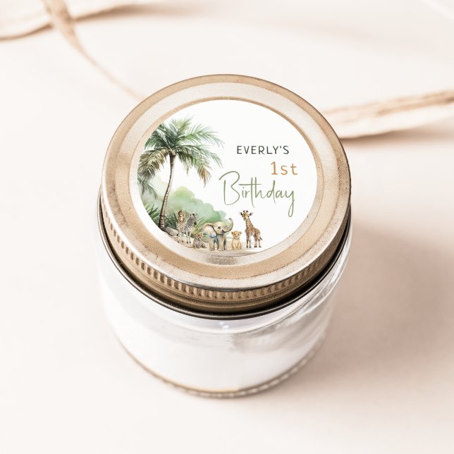 Jungle Safari Animals Birthday Party Favor Sticker (Creator Uploaded)