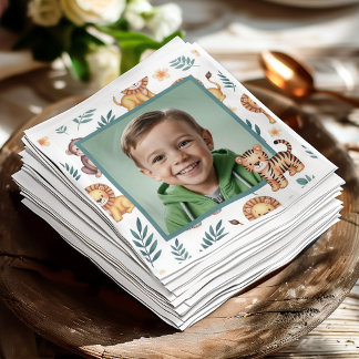Jungle Safari Animals Birthday with Photo Napkins