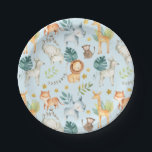Jungle safari animals blue toddler birthday party paper plates<br><div class="desc">Jungle safari animals toddler birthday party Paper Plate</div>