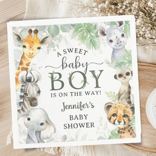 Jungle Safari Animals Boy Baby Shower Tropical Napkins