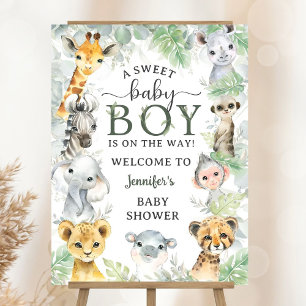 Jungle Safari Animals Boy Baby Shower Welcome Foam Board