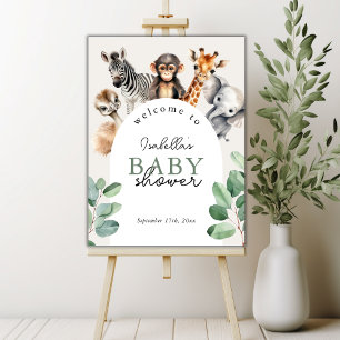 Jungle Safari Animals Boy Baby Shower Welcome Sign