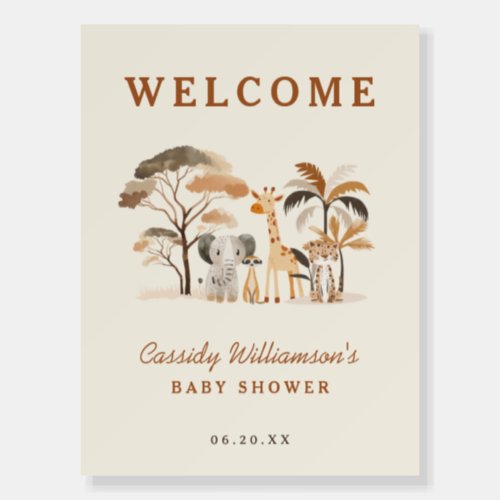 Jungle Safari Animals Boy Baby Shower Welcome Sign