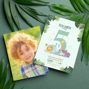Jungle Safari Animals Budget Photo Birthday Invite