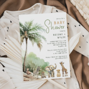 Jungle Safari Animals Couples Baby Shower Invitation