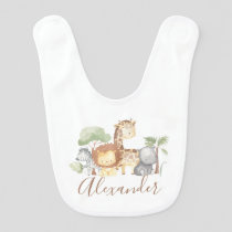 Jungle Safari Animals Cute Personalized Baby Bib