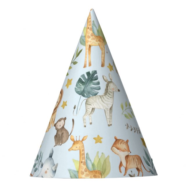 Jungle safari animals cute toddler birthday party  hat (Front)