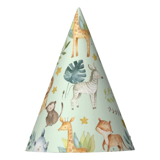 Jungle safari animals cute toddler birthday party  hat (Front)