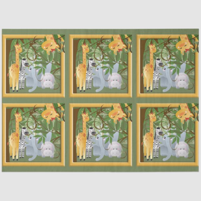Jungle Safari Animals Decoupage Tissue Paper (Front)