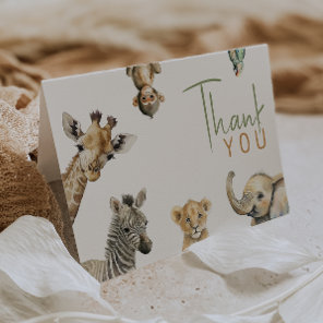 Jungle Safari Animals Folded Birthday Thank You Card