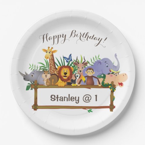 Jungle Safari Animals Forest Custom Birthday  Paper Plates