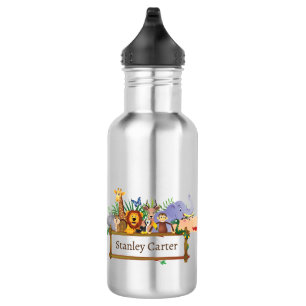 Jungle Safari Animals Forest Watercolor Stainless Steel Water Bottle