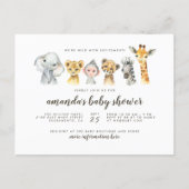 Jungle Safari Animals Gender Neutral Baby Shower Invitation Postcard (Front)