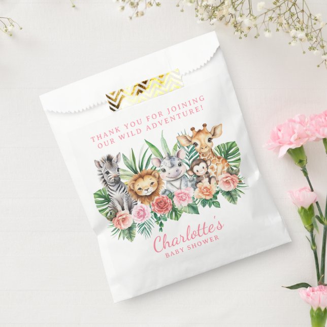 Jungle Safari Animals Girl Baby Shower Favor Bag  (Sealed)