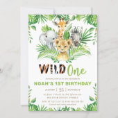 Jungle Safari Animals Greenery Boy 1st Birthday Invitation | Zazzle