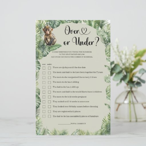 Jungle Safari Animals Greenery Over or Under game | Zazzle