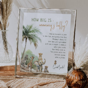 Jungle Safari Animals How Big Is Mommy's Belly Poster